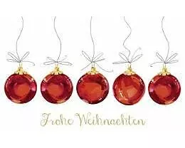 Doppelkarte. Green Karma X-MAS - Rote Christbaumkugeln