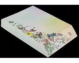 Notizblock - Notizzettel. Schrägschnittblock. Auguri / Blumen und Schmetterlinge / Hoch / blanko