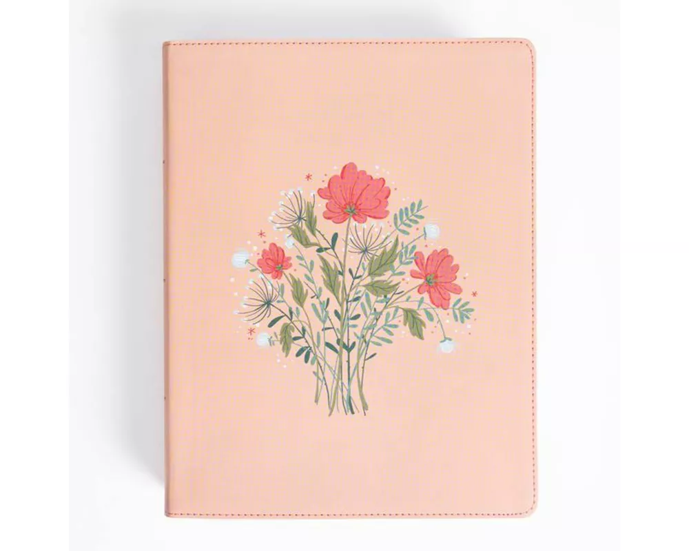 CSB Illustrator's Notetaking Bible, Large Print Edition, Peach Bouquet Leathertouch