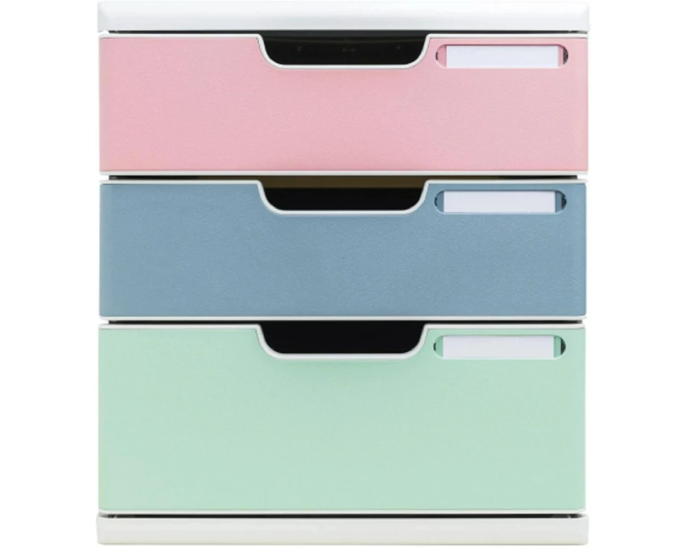 Exacompta Schubladenbox Modulo AutentiK, A4+, 3 Schubladen, Mehrfarbig