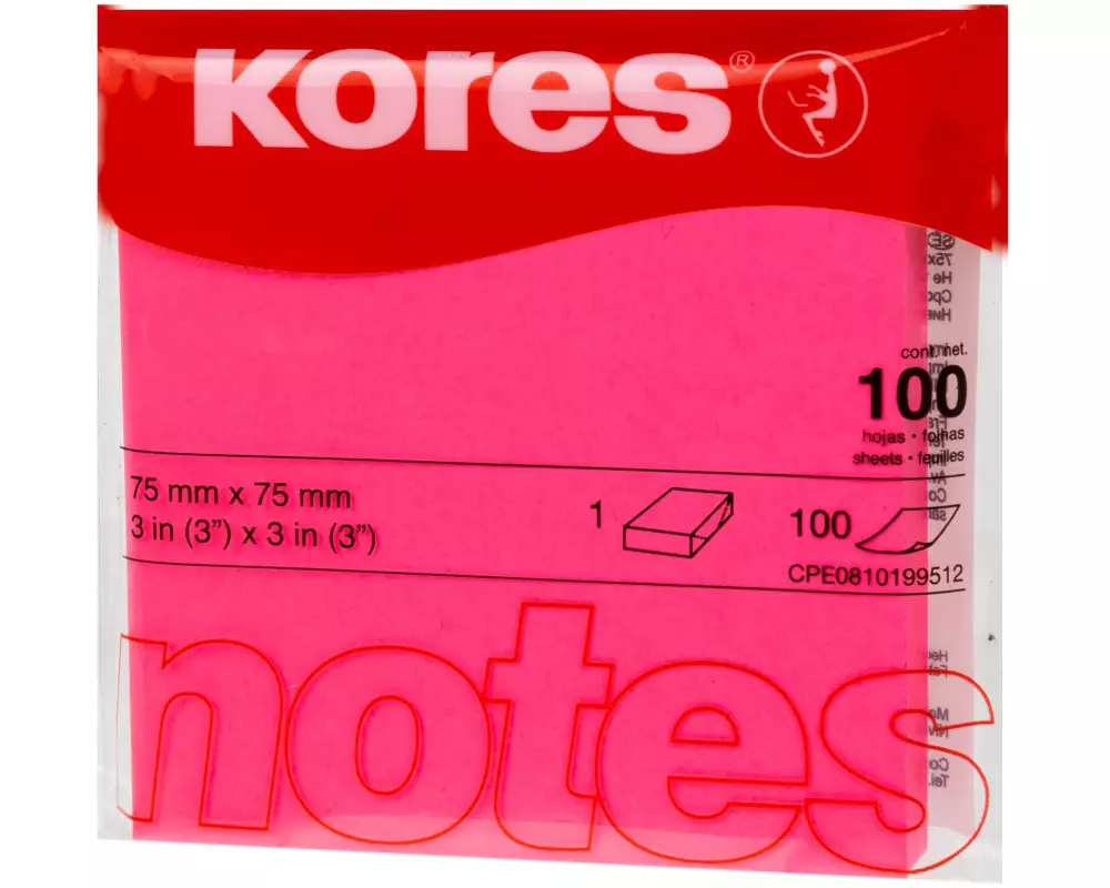 Kores Notizzettel 7.5 x 7.5 cm, Neonpink