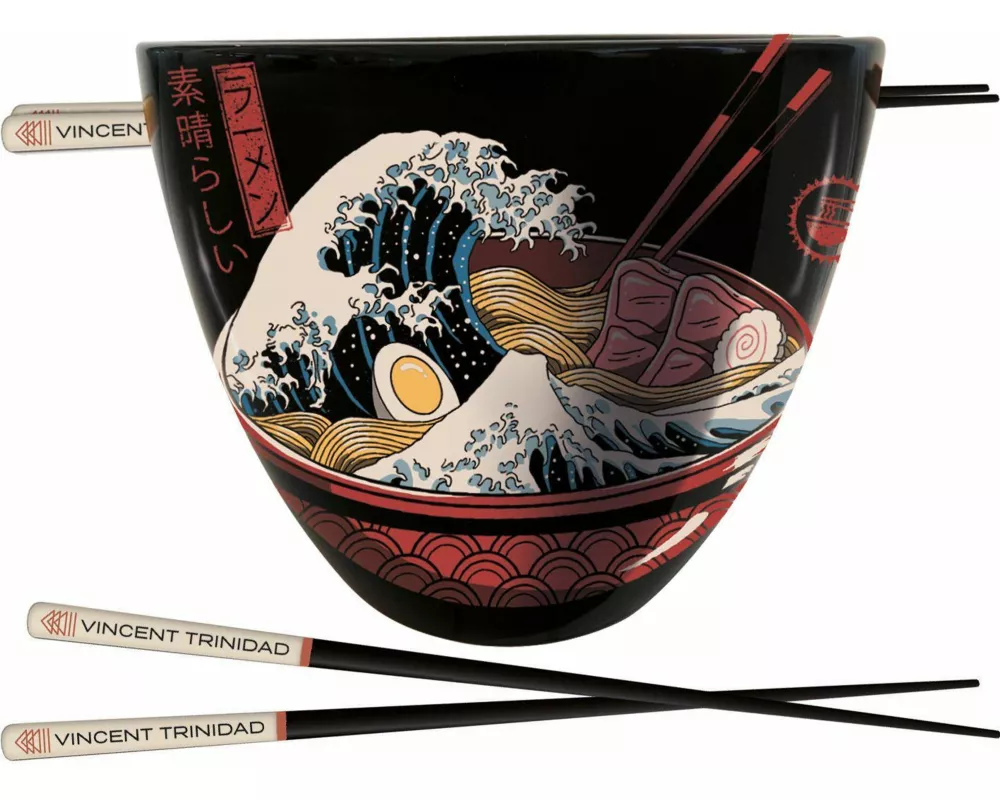 Vincent Trinidad (great Ramen Wave) Ramen Bowl And Chopsticks Set