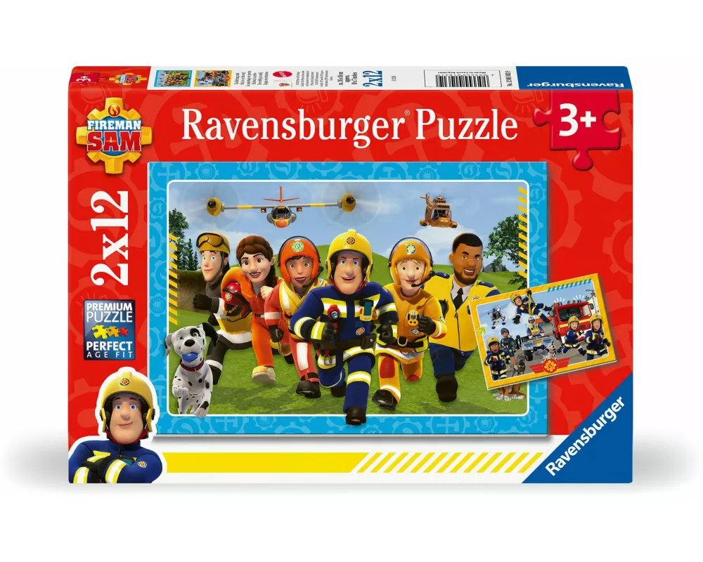 Kinderpuzzle 2x12 Teile - Feuerwehrmann Sam - Die Rettung naht