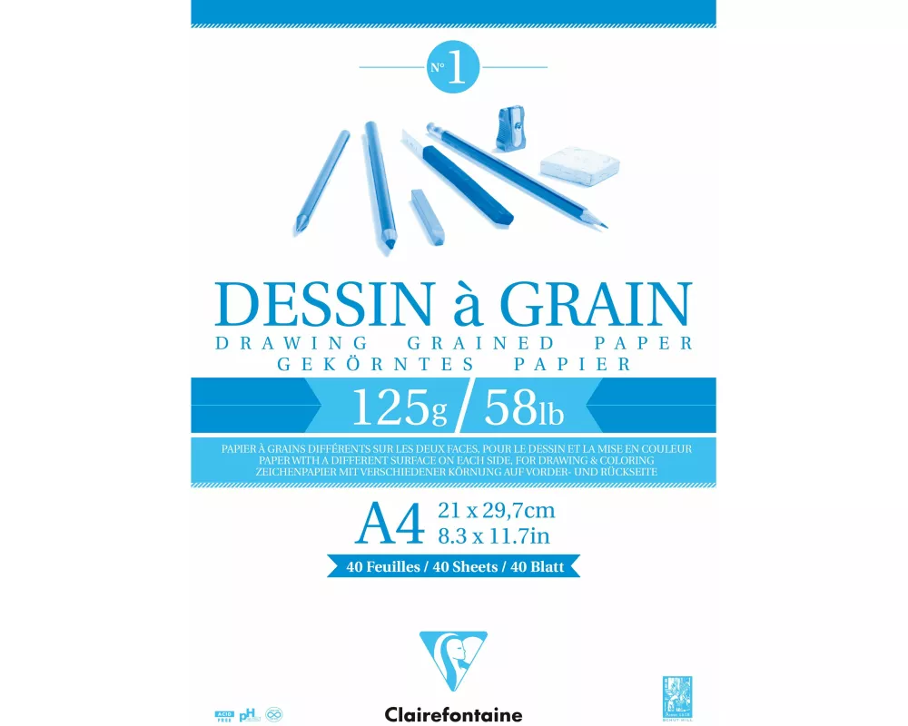 Zeichenblock A4 verleimt, 21x29,7cm, 125g, 40 Blatt