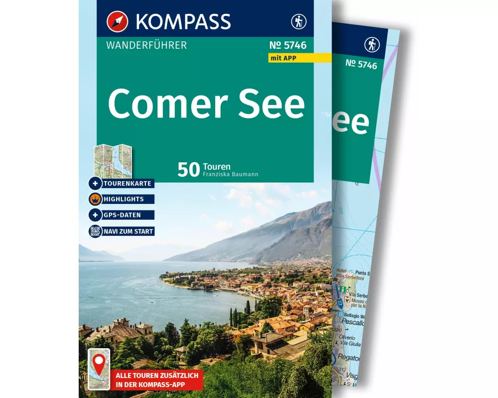KOMPASS Wanderführer Comer See, 50 Touren mit Extra-Tourenkarte