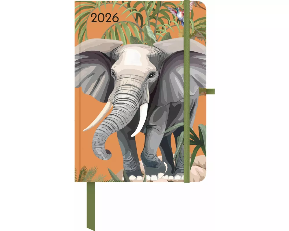 GreenLine - Jungle 2026 – Taschenkalender 16x22 cm, nachhaltiger Buchkalender mit exotischem Dschungel-Design, 4-sprachigem Kalendarium & praktischen