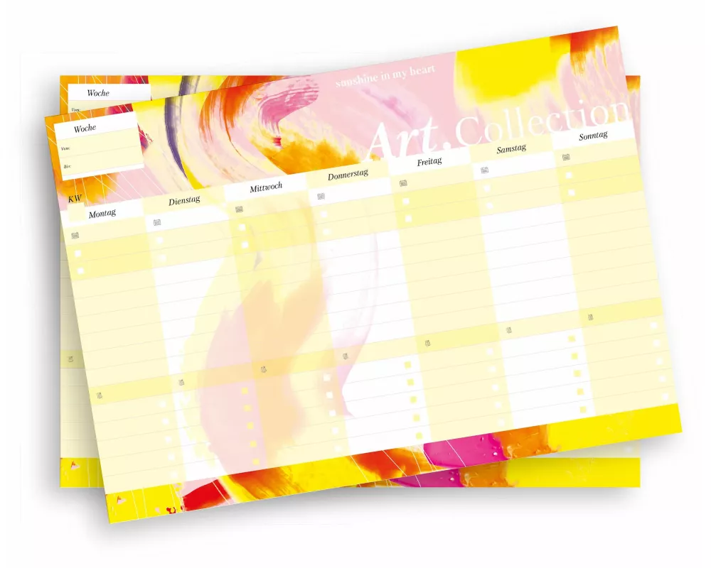 Notizblock-Set mit Kalender ohne Datum für den Schreibtisch. Immerwährender Terminplaner mit 50 Blatt zum Abreißen. Wochenplaner undatiert im Querform