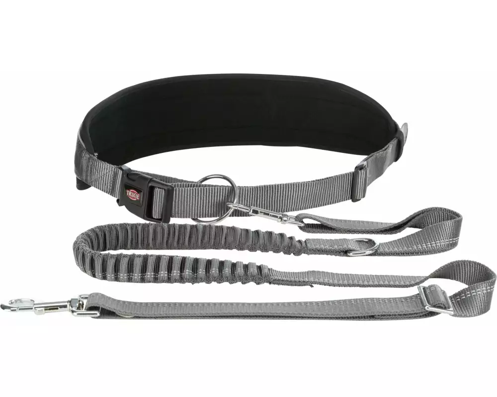 Trixie Joggingleine Bauchgurt mit Leine M, Grafit-Schwarz