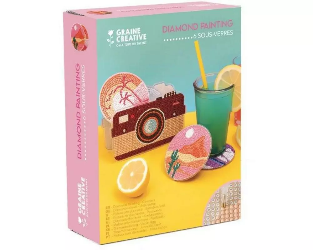 Graine Créative Untersetzer-Set Diamond Painting 17 x 13 x 4.5 cm
