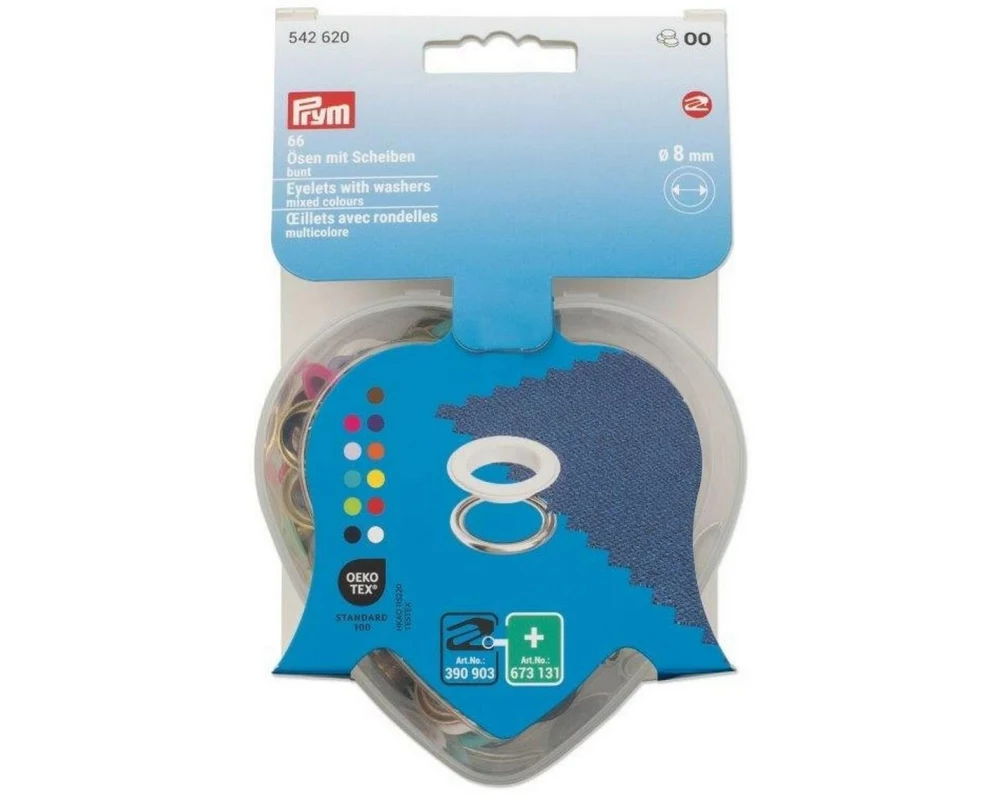 Prym Ösen mit Scheiben in Herzbox, 8 mm