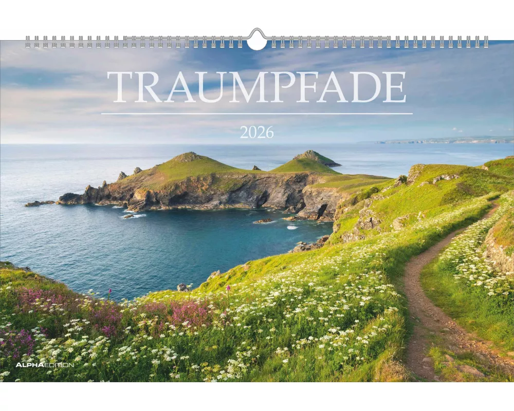 Alpha Edition - Traumpfade 2026 – Wandkalender 49,5×33 cm mit 12 traumhaften Landschafts- & Wege-Motiven, hochwertiger Bildkalender auf FSC-Papier, fü