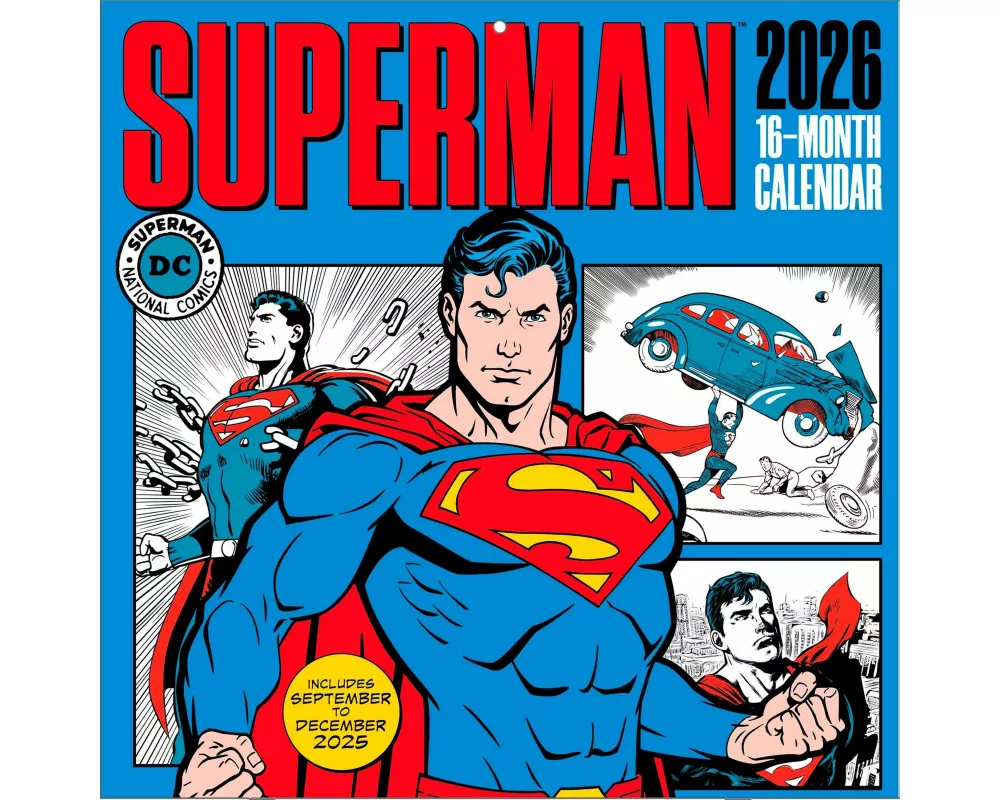 Pyramid - SUPERMAN 2026 – Broschürenkalender 30×30 cm mit ikonischen DC-Illustrationen – Wandkalender für Comic- & Superhelden-Fans