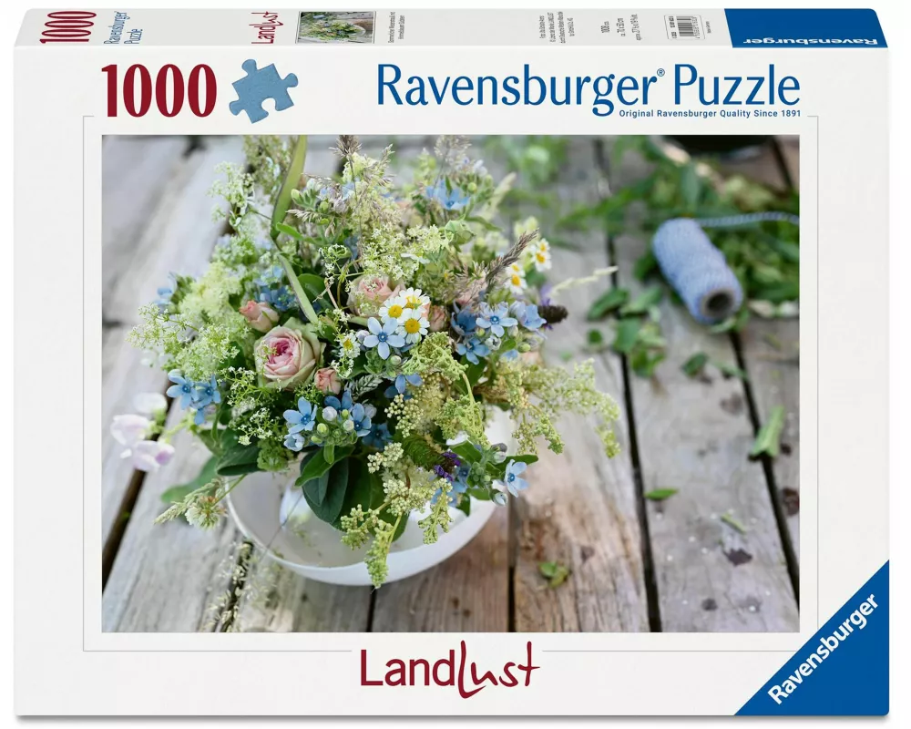 Landlust Puzzle 1000 Teile - Sommerlicher Wiesenstrauß mit Himmelblauem Südstern