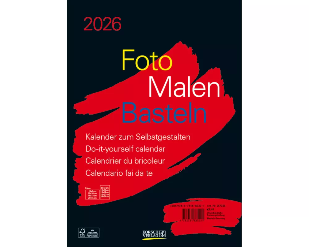 Foto-Malen-Basteln Bastelkalender A4 schwarz 2026
