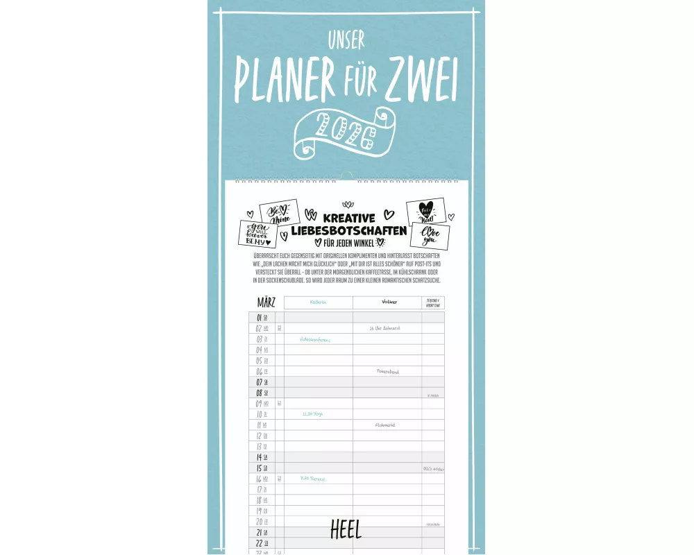 Unser Planer für Zwei - Paarplaner Kalender 2026