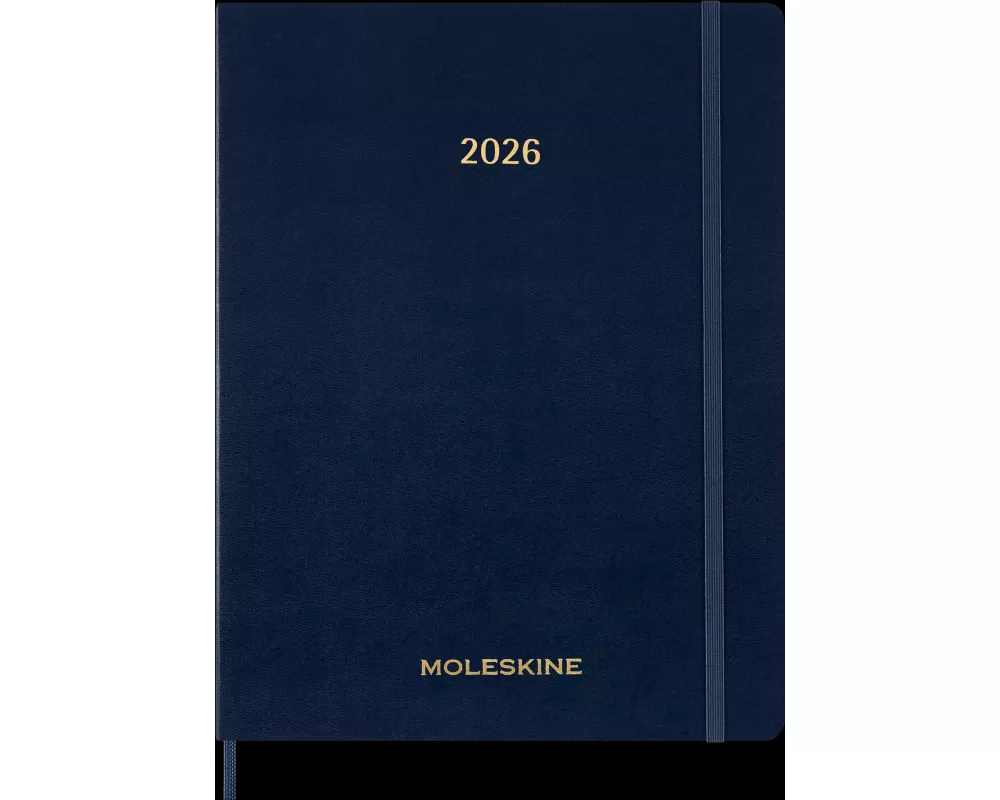 Moleskine 13 Monate Essential Wochenkalender, 1 Wo = 2 Seiten, vertikal, XXL, fester Einband, Saphirblau