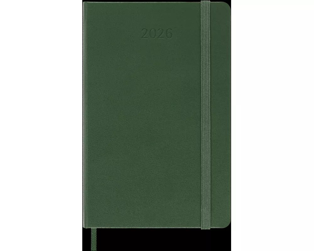 Moleskine 12 Monate Wochen Notizkalender 2026, Pocket/A6, 1 Wo = 1 Seite, rechts linierte Seite, Fester Einband, Myrtengrün