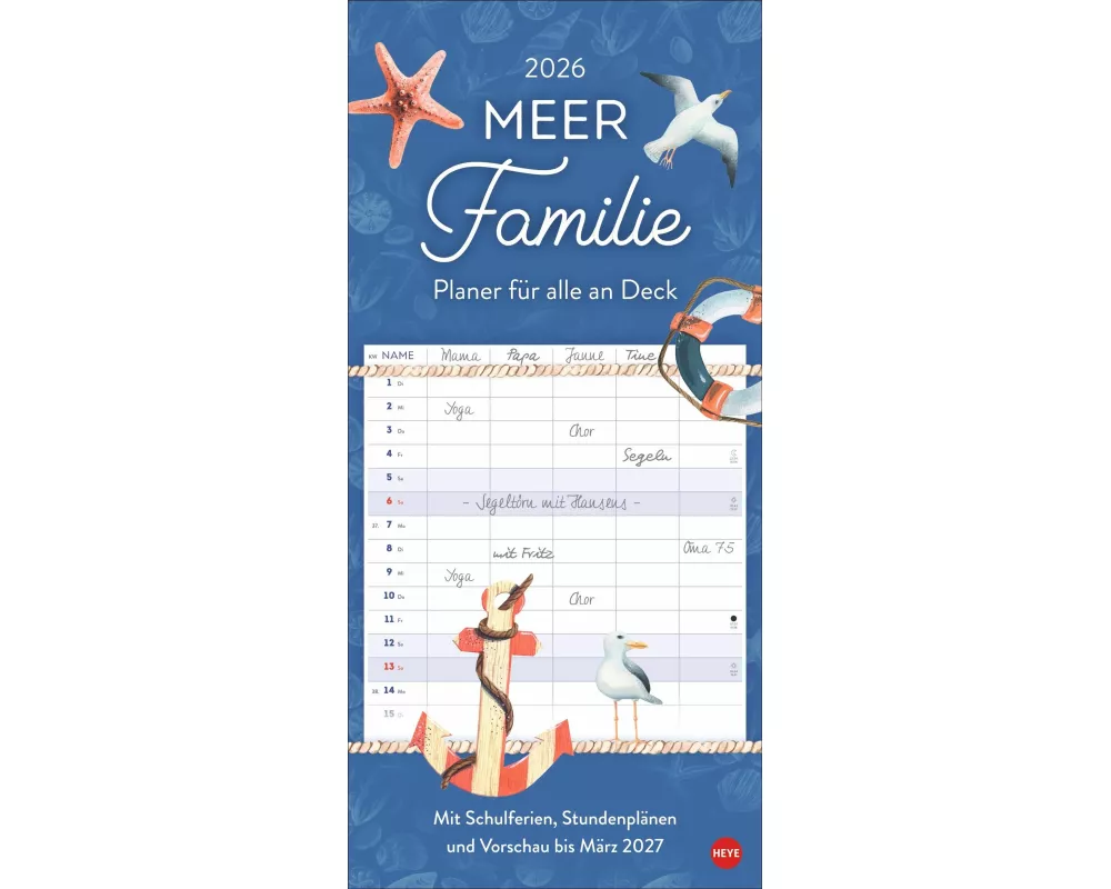 Meer Familie Familienplaner 2026 - Planer für alle an Deck
