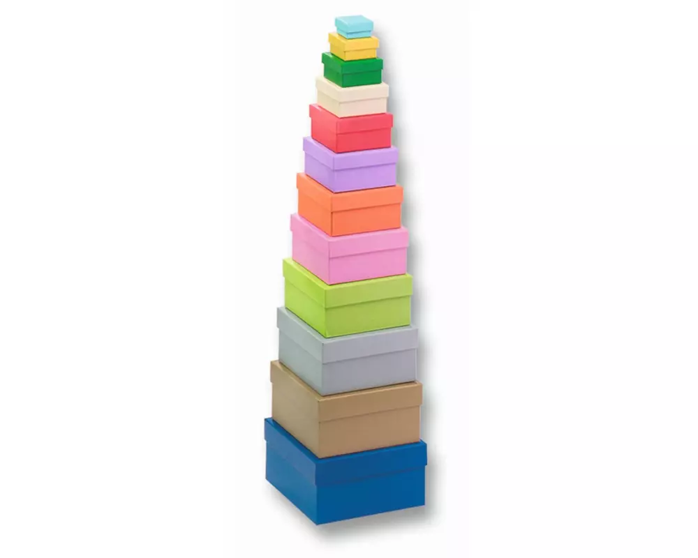 Folia Papp-Schachtel 12-teilig Eckig, Farbig