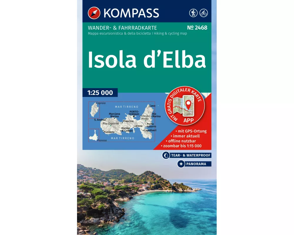 KOMPASS Wanderkarte 2468 Isola d' Elba 1:25.000