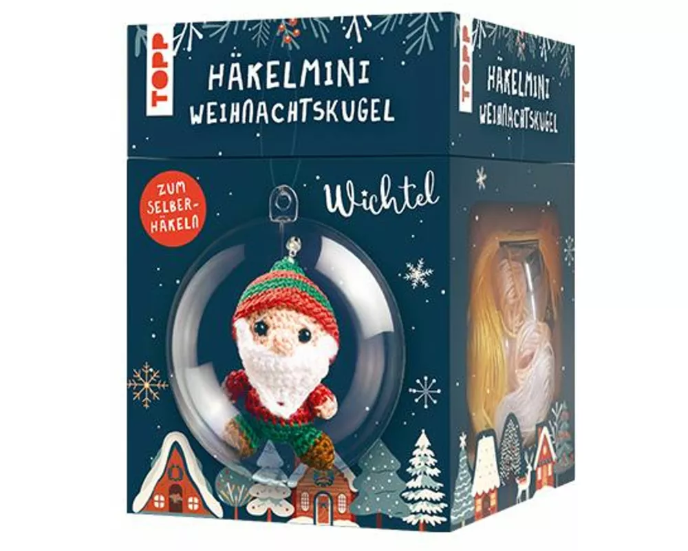 Häkelmini-Weihnachtskugel Häkelset Wichtel