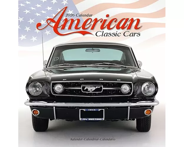 American Classic Cars Calendar 2026 Square Car Wall Calendar - 16 Month
