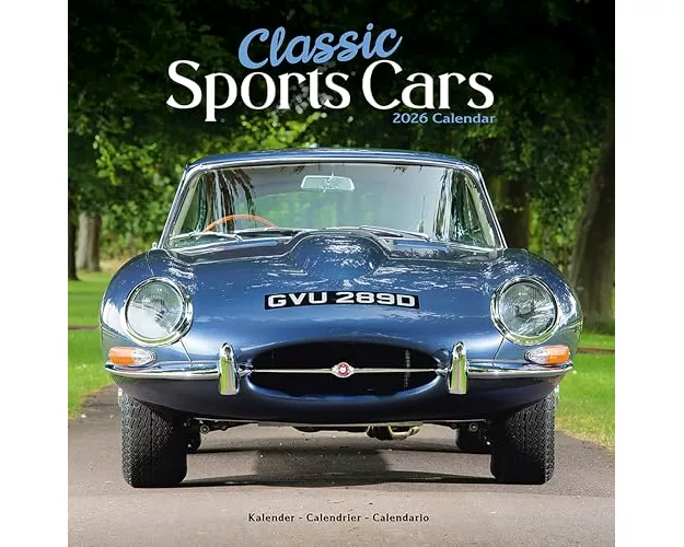 Classic Sports Cars Calendar 2026 Square Car Wall Calendar - 16 Month