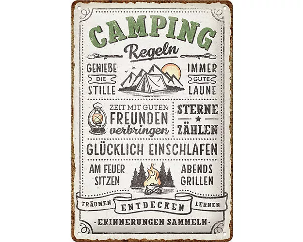 Blechschild. Outdoor & Activities / Camping-Regeln