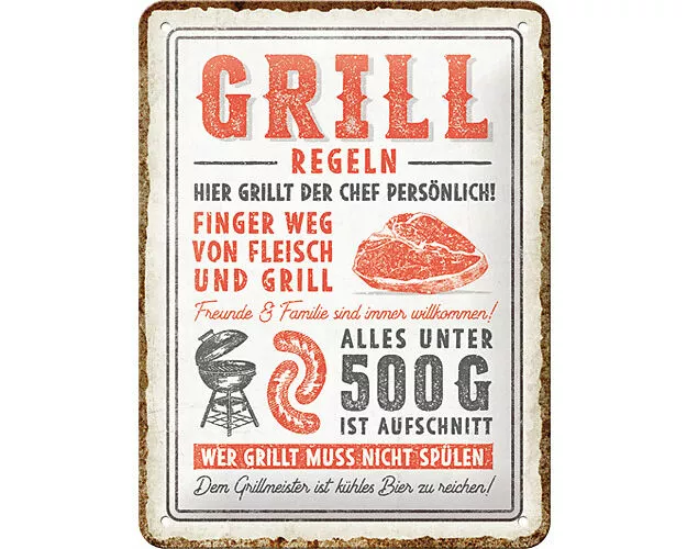 Blechschild. Outdoor & Activities / Grillregeln