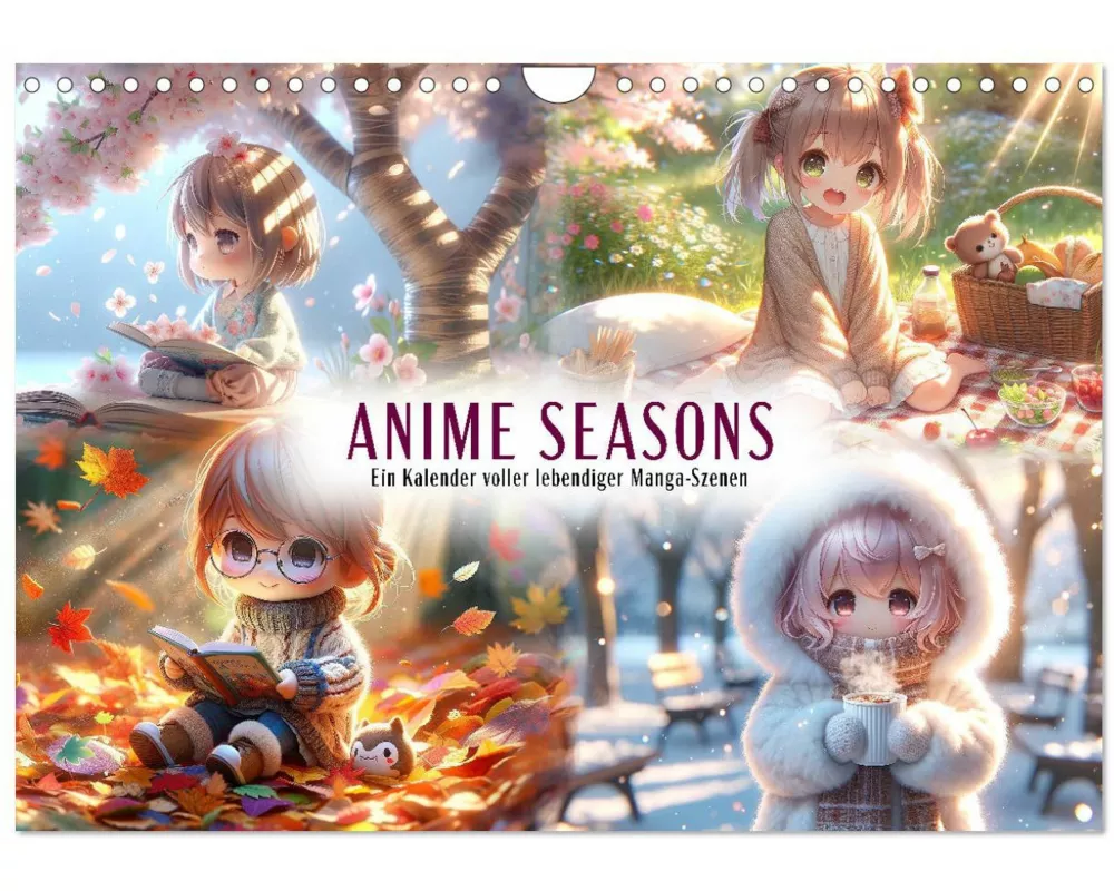 Anime Seasons: Ein Kalender voller lebendiger Manga-Szenen (Wandkalender 2026 DIN A4 quer), CALVENDO Monatskalender