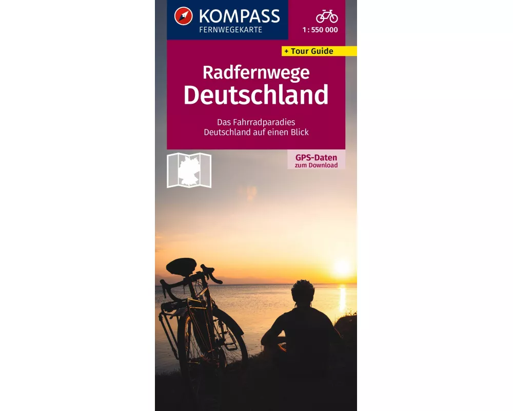 KOMPASS Radfernwegekarte Radfernwege Deutschland 1:550.000