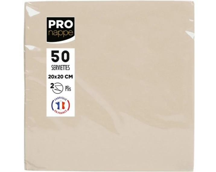 PRO nappe Papierservietten 20 cm x 20 cm, 50 Stück, Elfenbein
