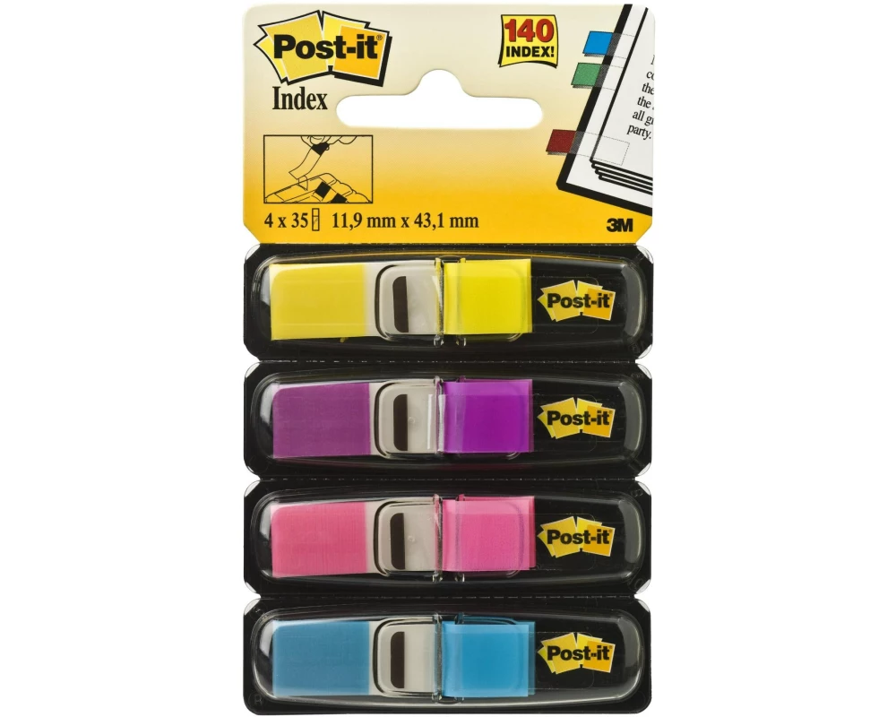 Post-it Page Marker Index Blau/Violett/Gelb/Pink, 4 Stück