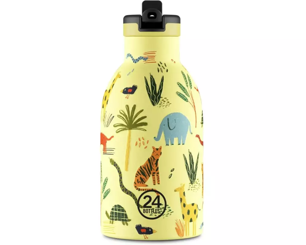 24Bottles Thermosflasche Clima 330 ml, Gelb/Mehrfarbig, Jungle Friends