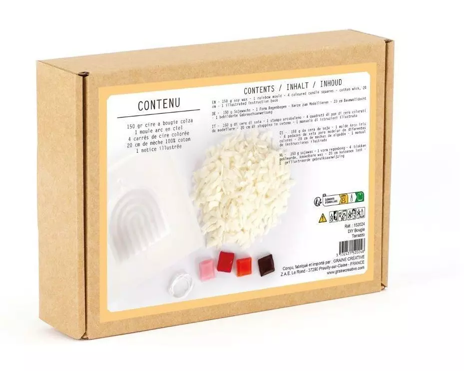 Graine Créative Bastelset Kerzen-DIY-Set Regenbogen-Terrazzo