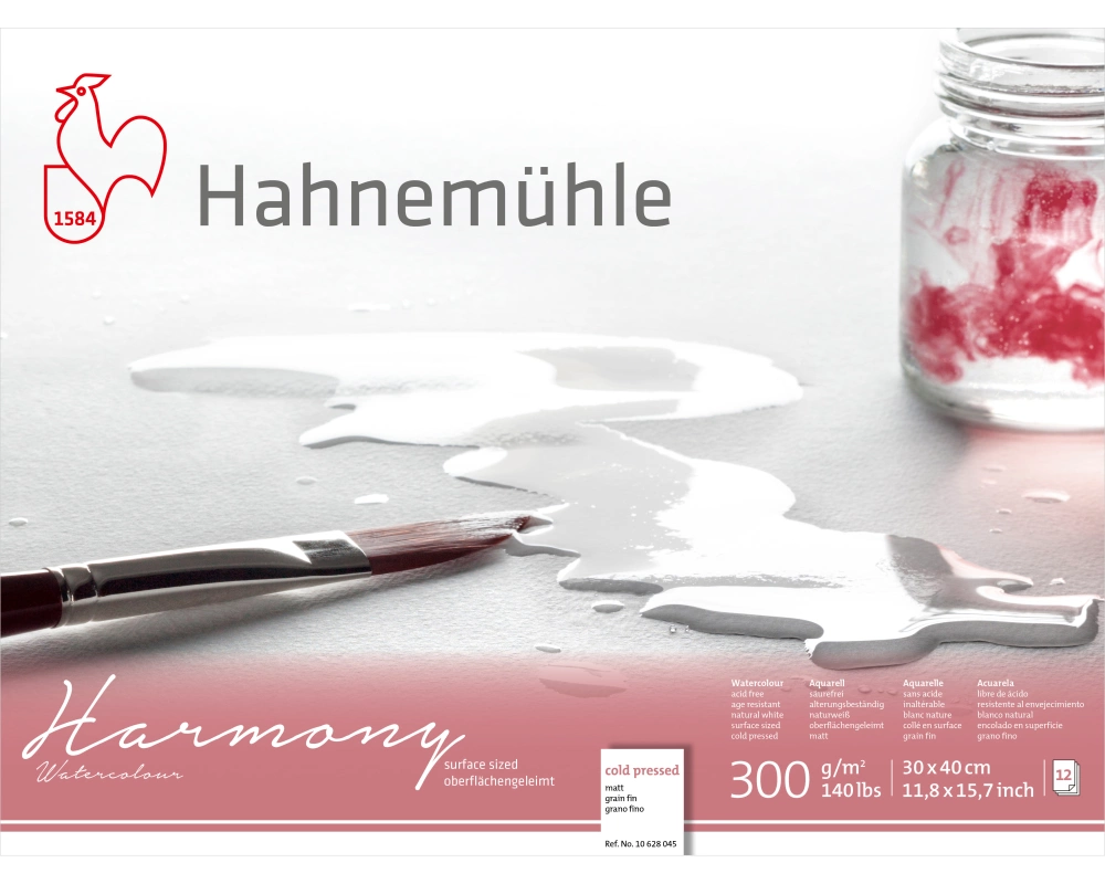 HAHNEMÜHLE Aquarellblock Harmony 30x40cm 10628045 weiss matt, 300g 12 Blatt