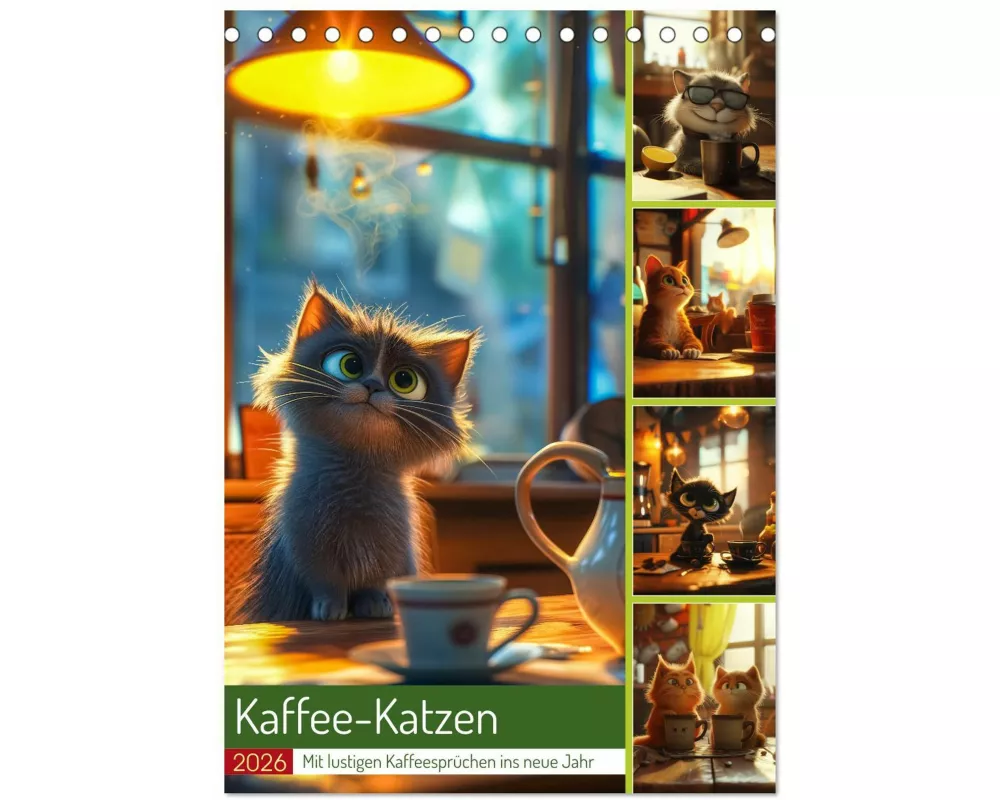 Kaffee-Katzen (Tischkalender 2026 DIN A5 hoch), CALVENDO Monatskalender