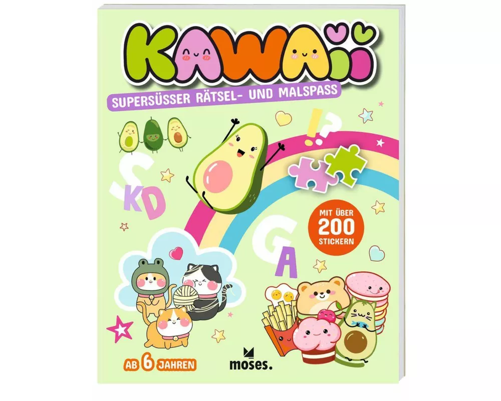 KAWAII Supersüsser Rätsel- und Malspass