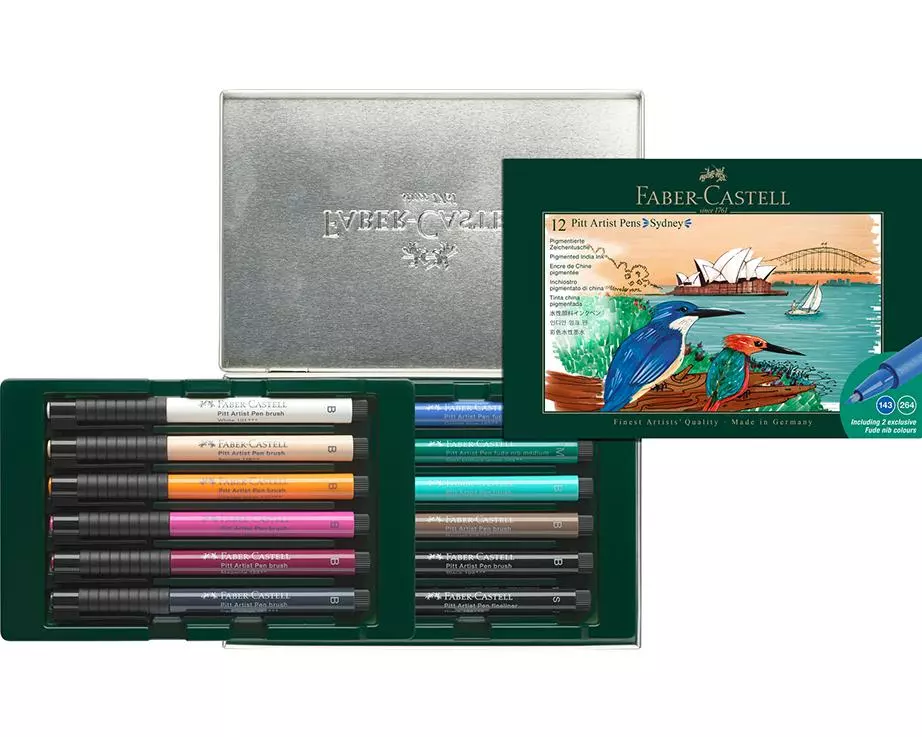 Faber-Castell Tuschestift Pitt Artist Pen Set Sydney 12 Farben