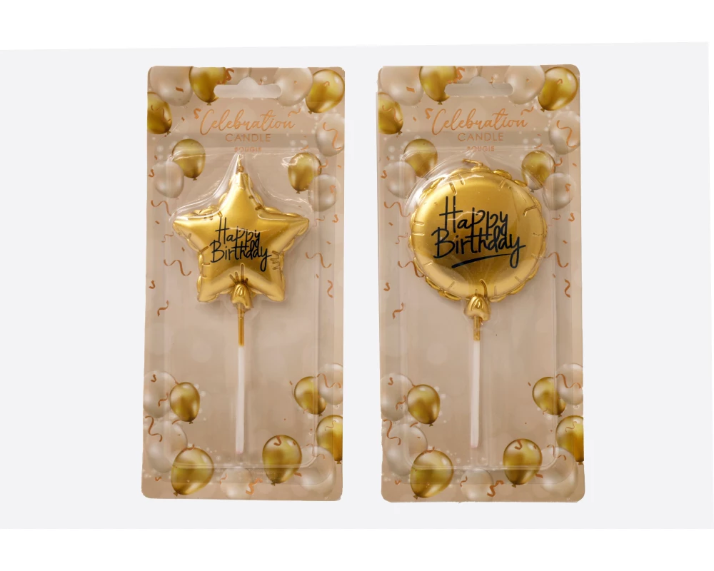 ROOST Kerze Happy Birthday CD6125 Gold, assortiert