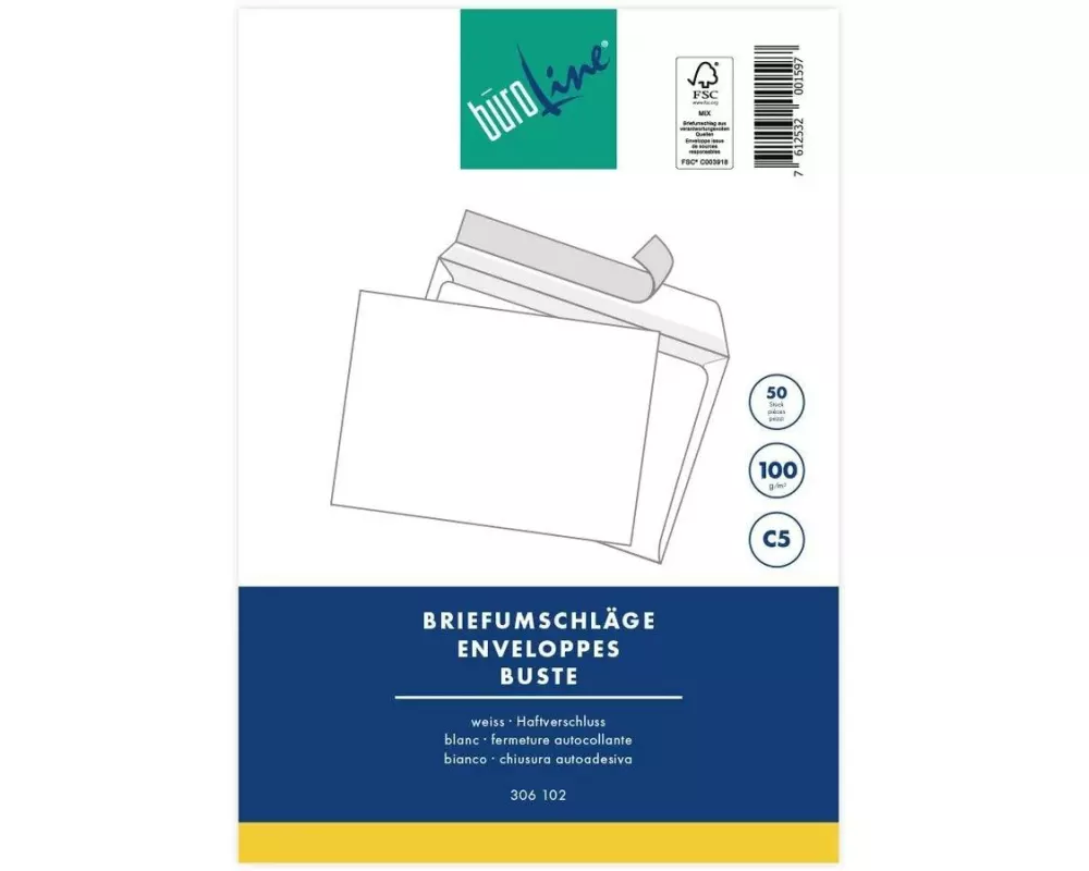 Büroline Couvert C5 Blister Weiss, 10 Stück