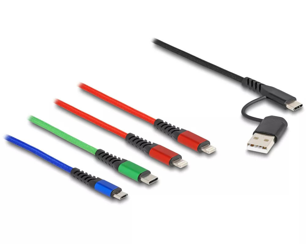 Delock USB-Ladekabel USB-A/USB-C - 2x Lightning/USB-C/Micro-USB B