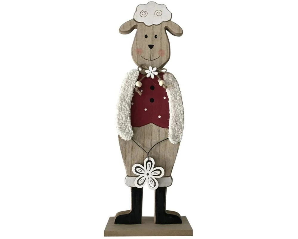 Dameco Schaf stehend auf Sockel Rot, Weiss