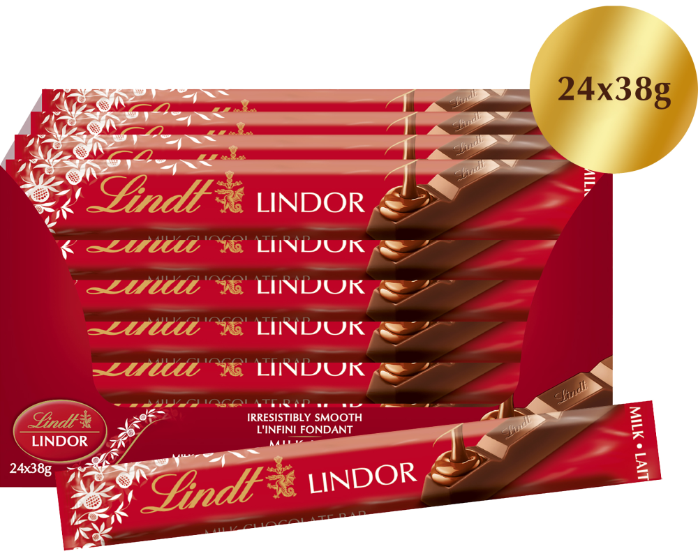 LINDT Schokoladenriegel 631318 Lindor Milch 24x38g