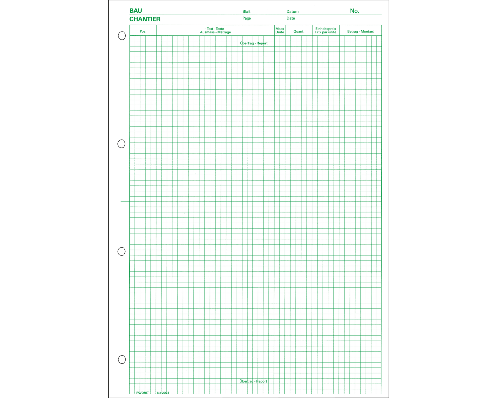 FAVORIT Devis-Ausmassblock A4 2074 grün, 80g 100 Blatt