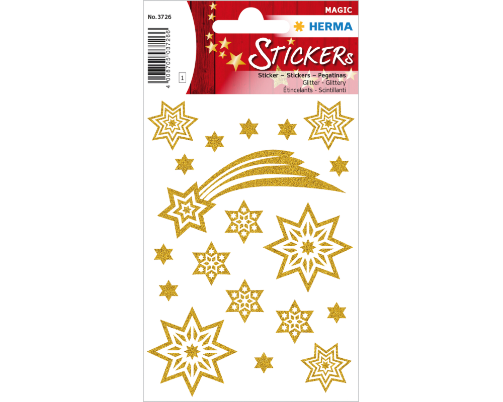HERMA Sticker Weihnachten 3726 gold 19 Stück/1 Blatt
