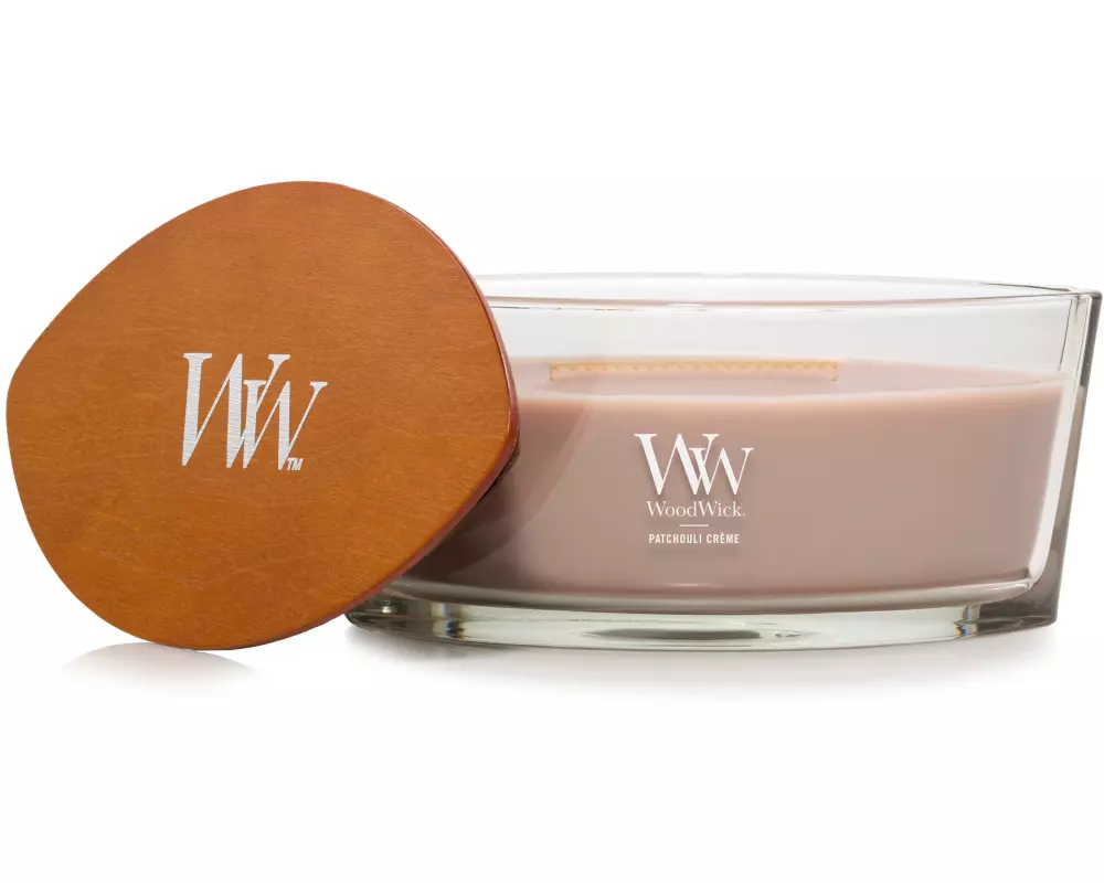 Woodwick Duftkerze Patchouli Crème Ellipse