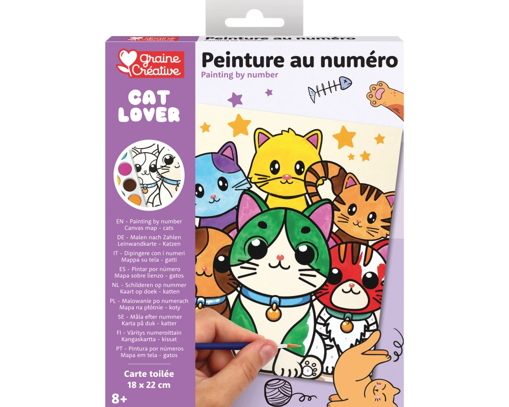 GRAINE CREATIVE Malen nach Zahlen 18x22cm GC-750265 Katzen