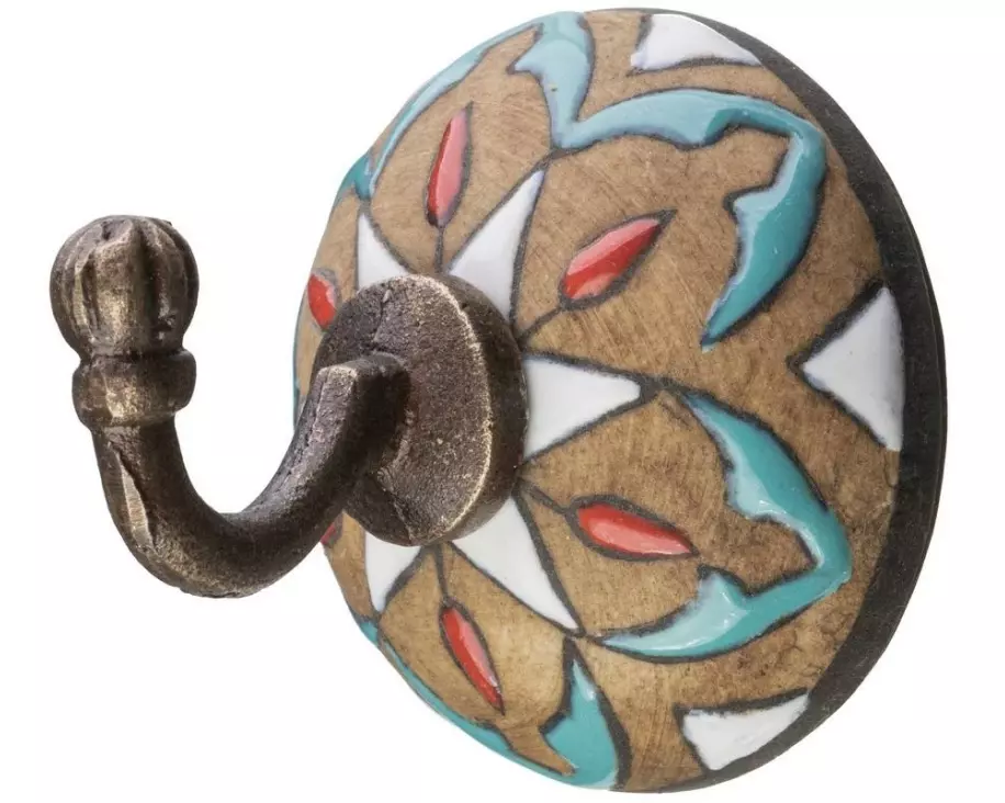Tranquillo Wandhaken aus Keramik, handbemalt