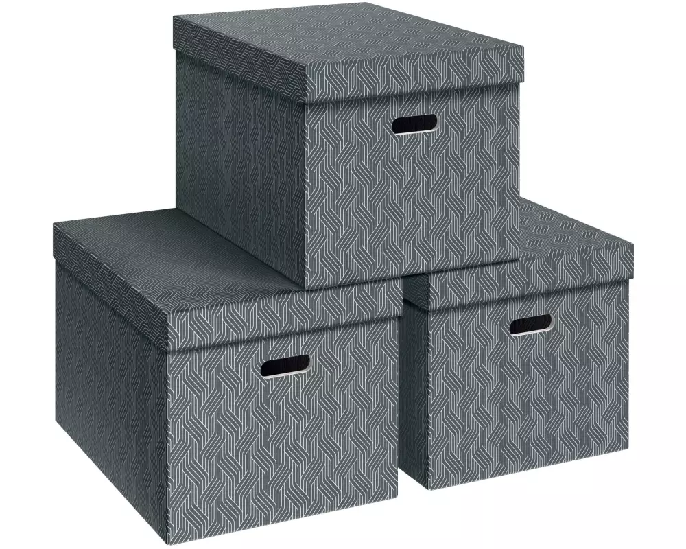 VON Aufbewahrungsbox Gross, 3 Stück, Grau
